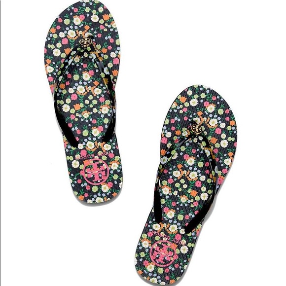 tory burch floral flip flops